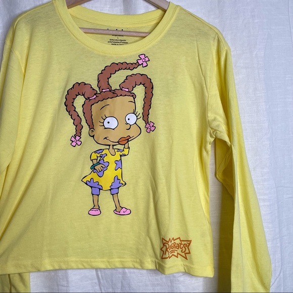 Nickelodeon Rugrats Susie Carmichael Yellow Crop Long Sleeve Tee Shirt Top 90s - Picture 5 of 8